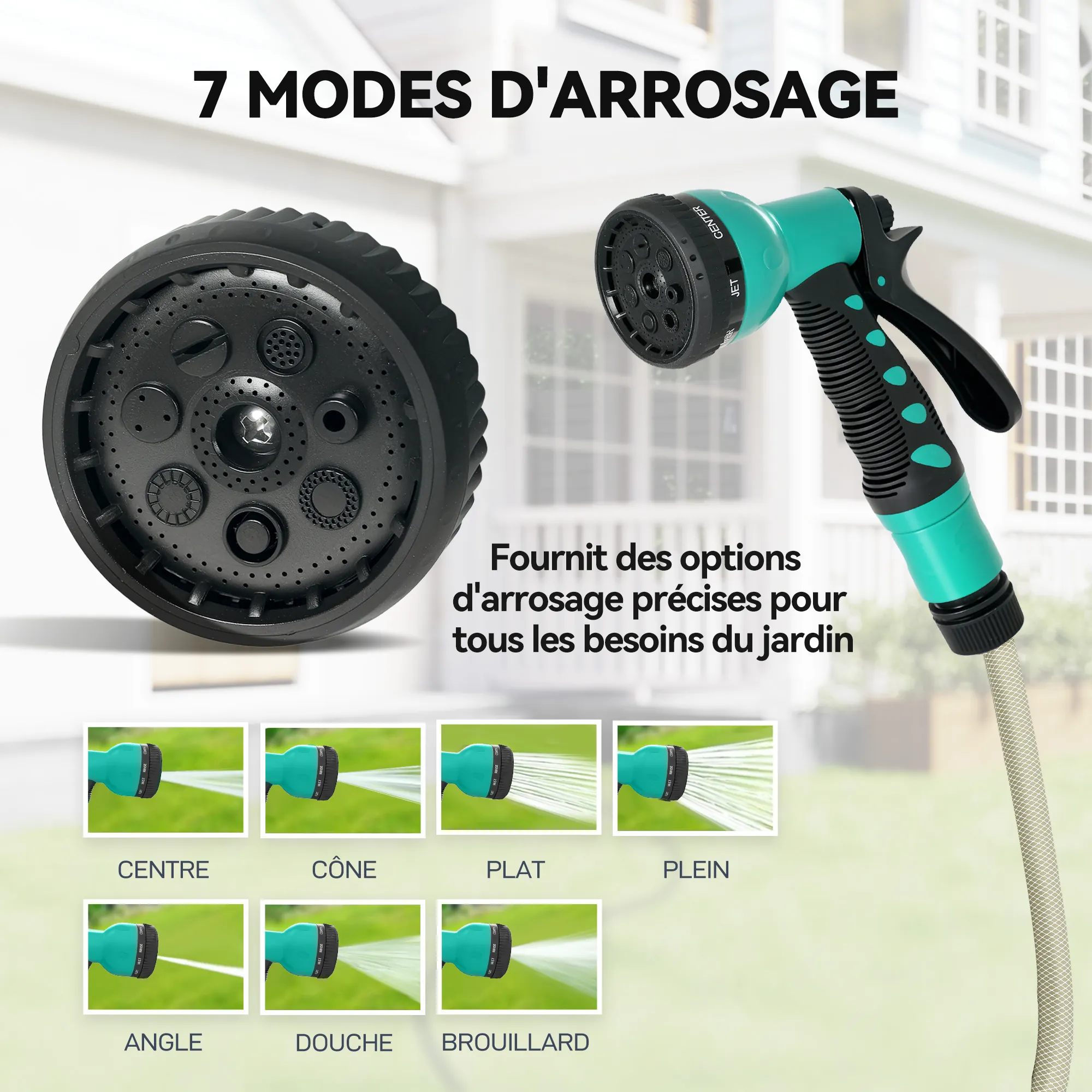 Enrouleur de tuyau d’arrosage automatique 30 m avec 7 Jets – Gris – vue 7