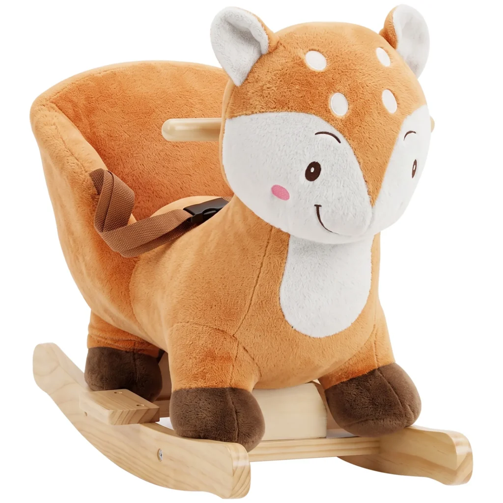 Cerf à Bascule en Peluche avec Sons & Ceinture – 12 à 36 Mois