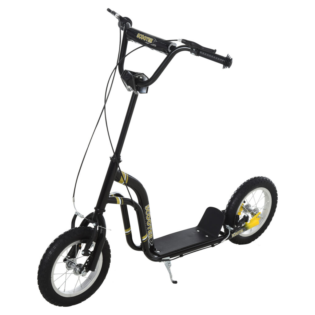 Trottinette Tout-Terrain Enfant 12" – Grandes Roues, Double Frein & Guidon Réglable – Noir