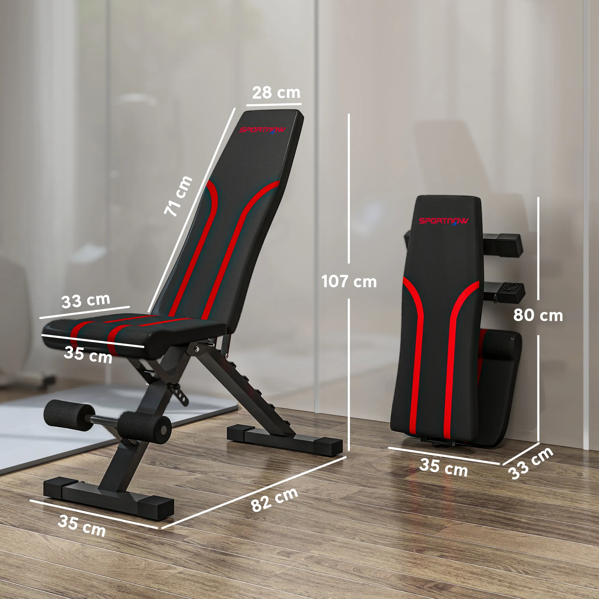 Banc de Musculation Pliable & Réglable 6 Positions – Charge 250 kg – Noir – Bild 3