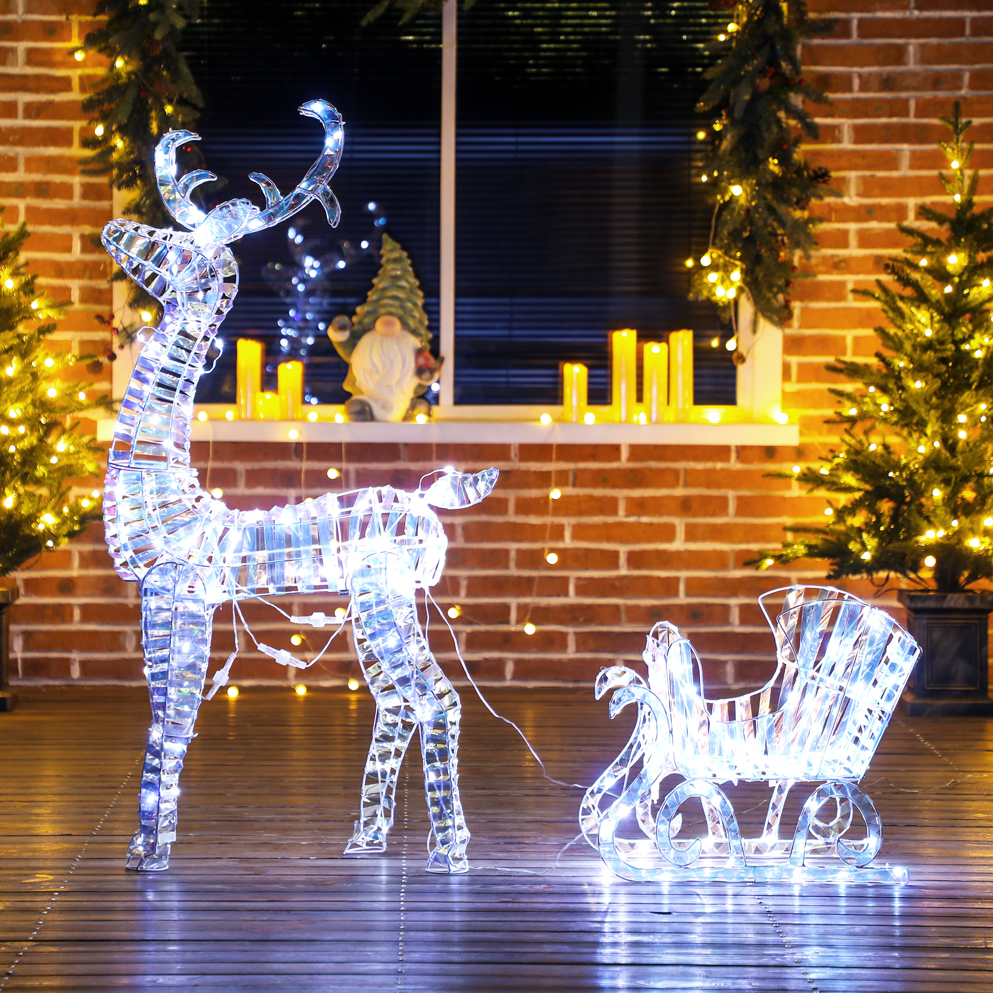 Renne et traîneau lumineux de Noël 115 cm – 170 LED blanc chaud – Outsunny – vue 8