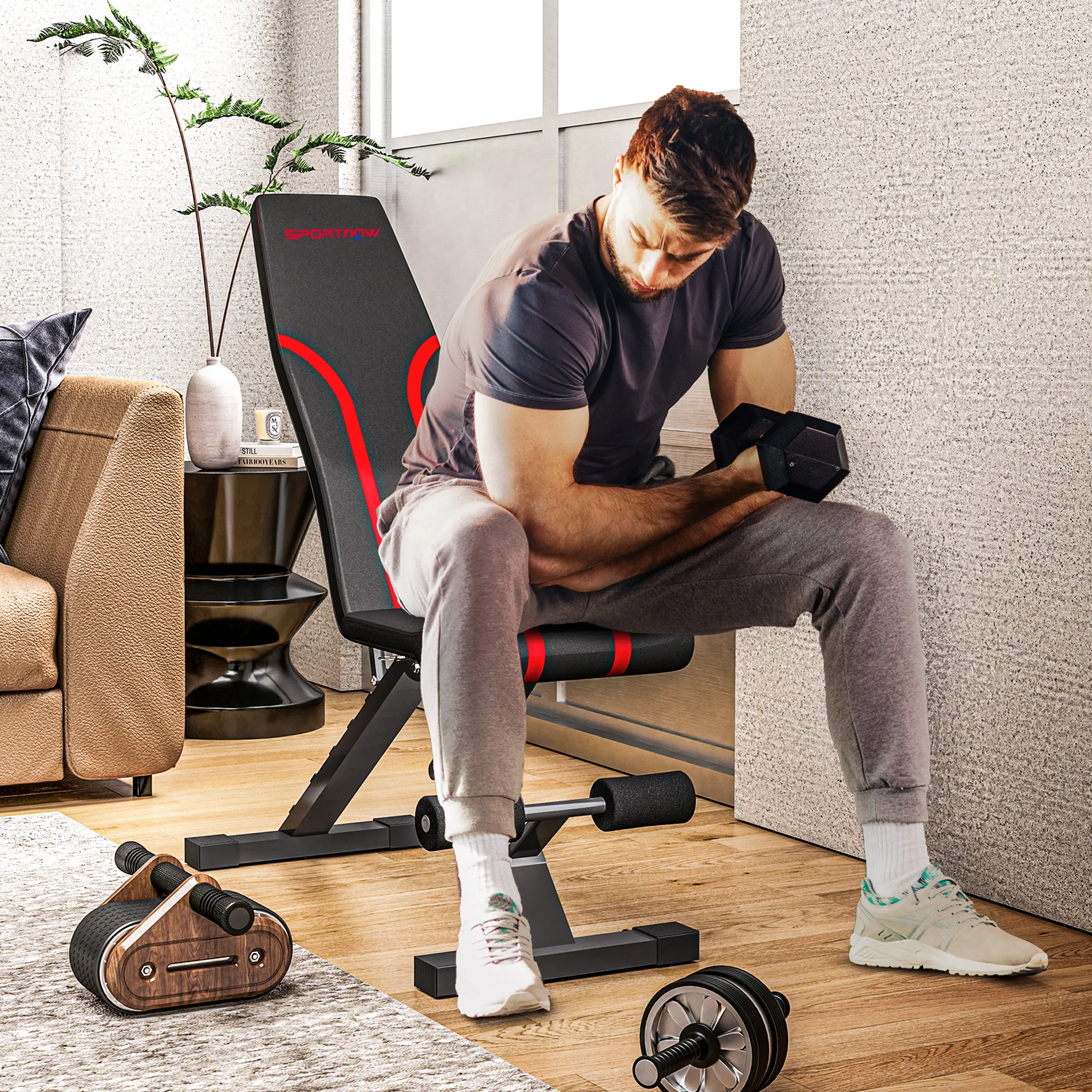 Banc de Musculation Pliable & Réglable 6 Positions – Charge 250 kg – Noir – Bild 10