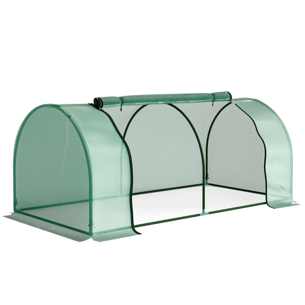 Mini Serre de Jardin Tunnel avec Porte Zippée – 2 × 1 × 0,8 m – Verte
