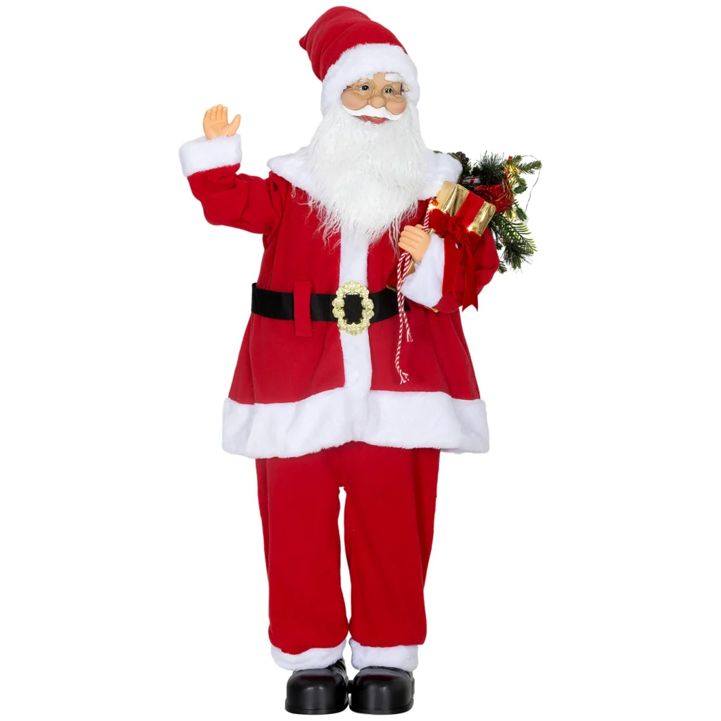 Père Noël animé lumineux 120 cm avec commande vocale et LED – HOMCOM