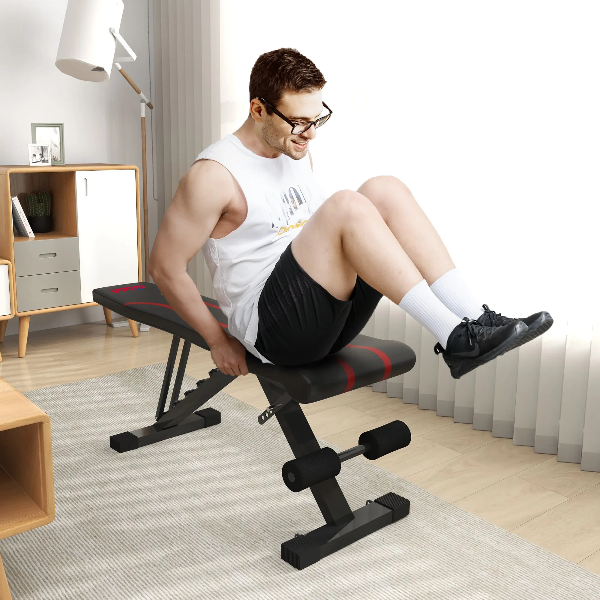 Banc de Musculation Pliable & Réglable 6 Positions – Charge 250 kg – Noir – Bild 7