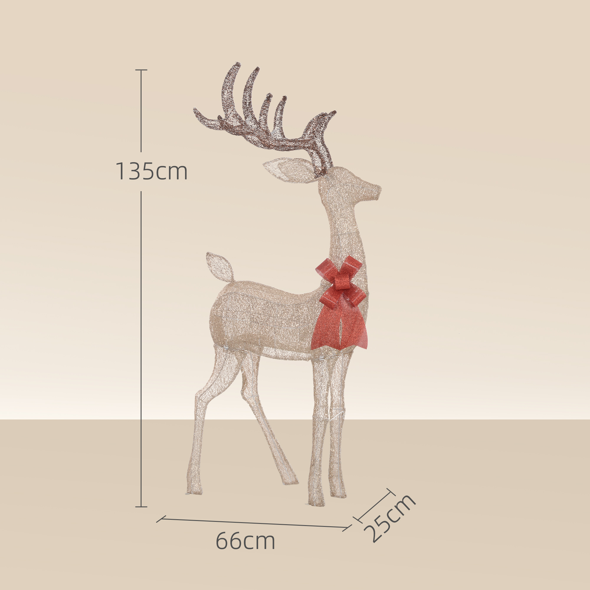 Renne lumineux de Noël 135 cm – 137 LED blanc chaud – Outsunny – autre vue