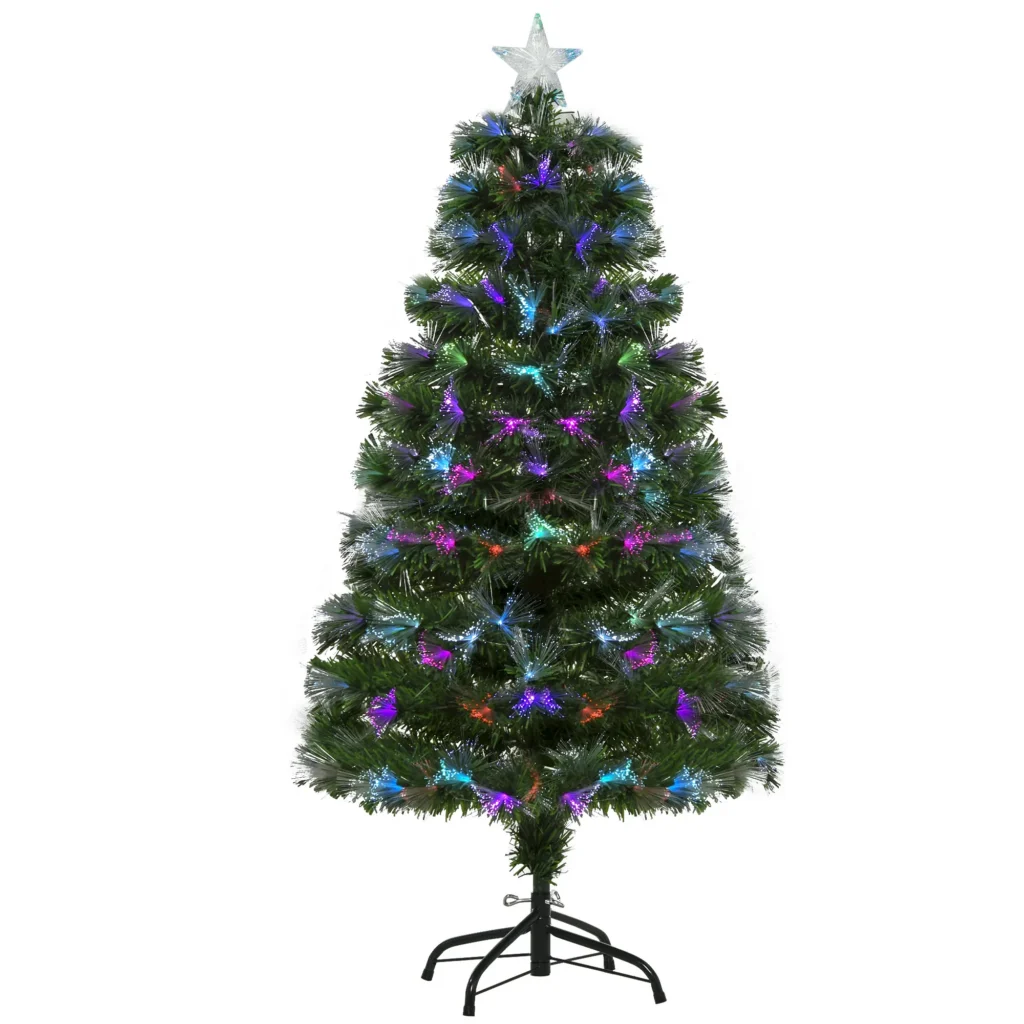 Sapin de Noël artificiel lumineux 120 cm fibre optique multicolore – HOMCOM