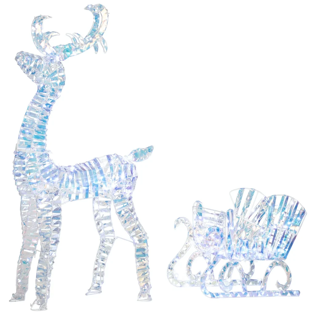 Renne et traîneau lumineux de Noël 115 cm – 170 LED blanc chaud – Outsunny