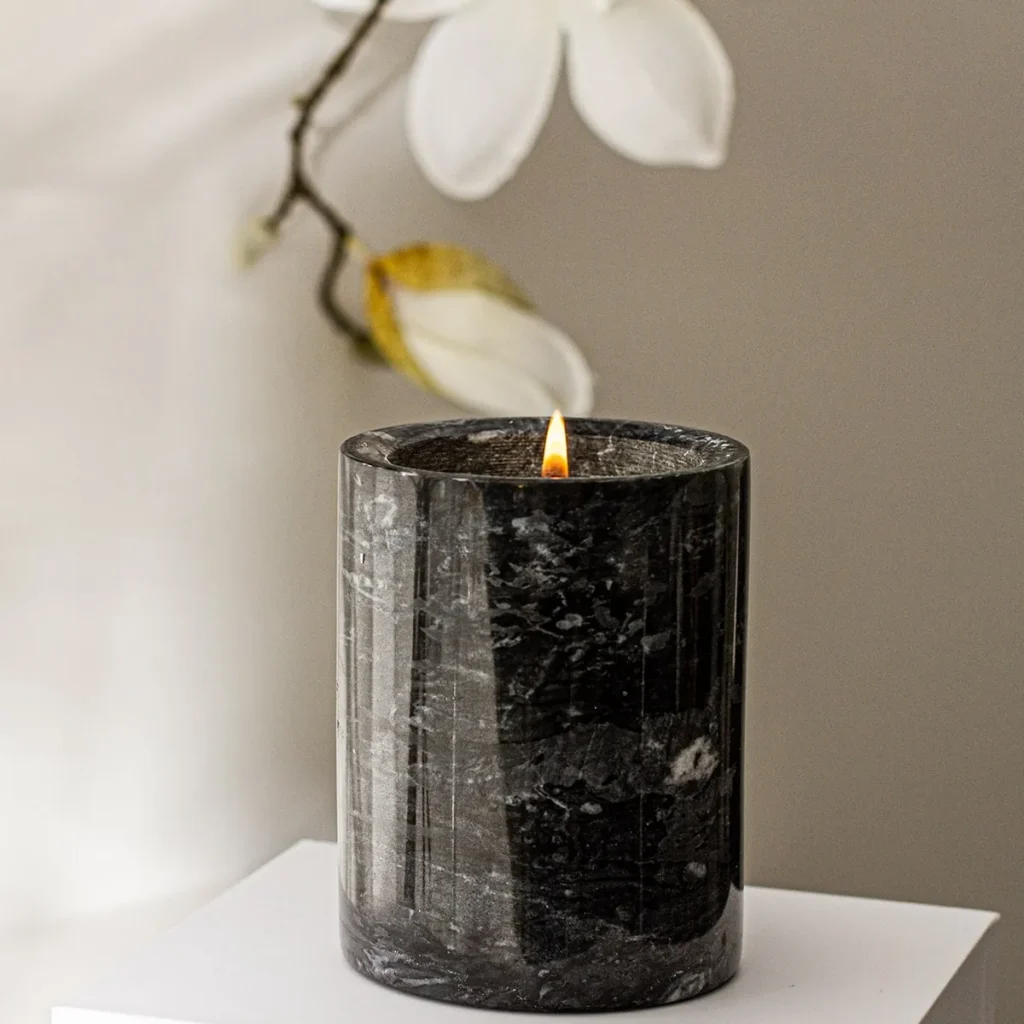 Bougie parfumée de luxe en marbre noir – Istanbul
