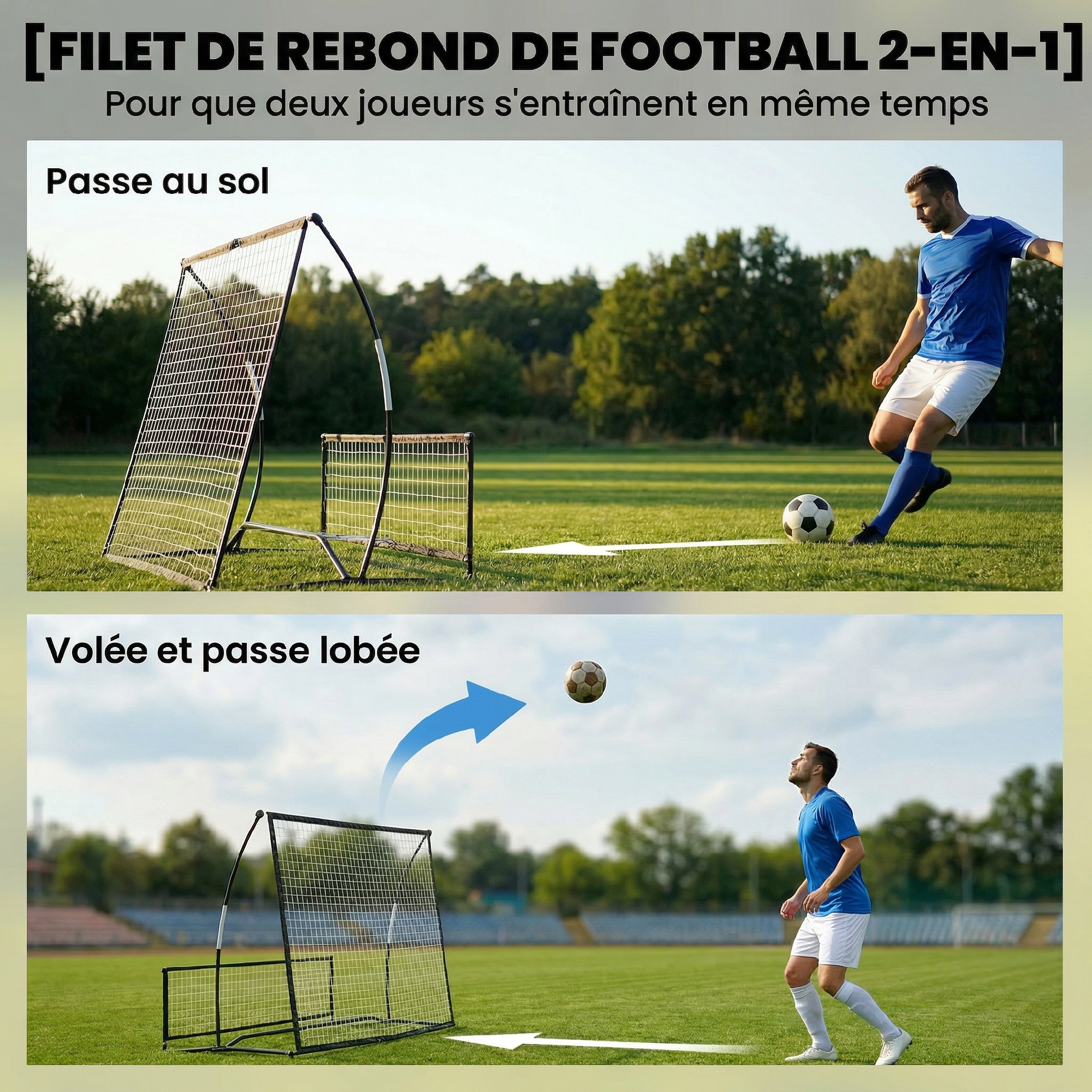 Filet de Rebond Football 2-en-1 Pliable – 200 cm – vue de détail