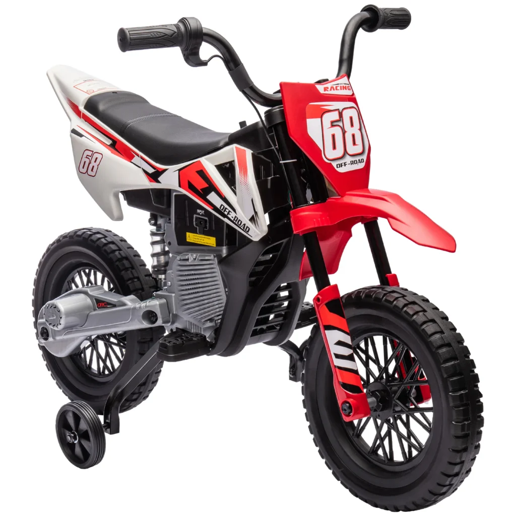 Moto Électrique Enfant 12 V avec 2 Moteurs – Rouge – 3 à 6 Ans