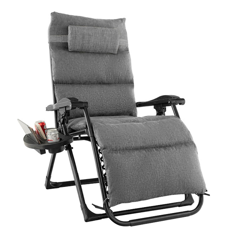 Fauteuil Relax Zéro Gravité Rembourré avec Appuie-Tête – Gris