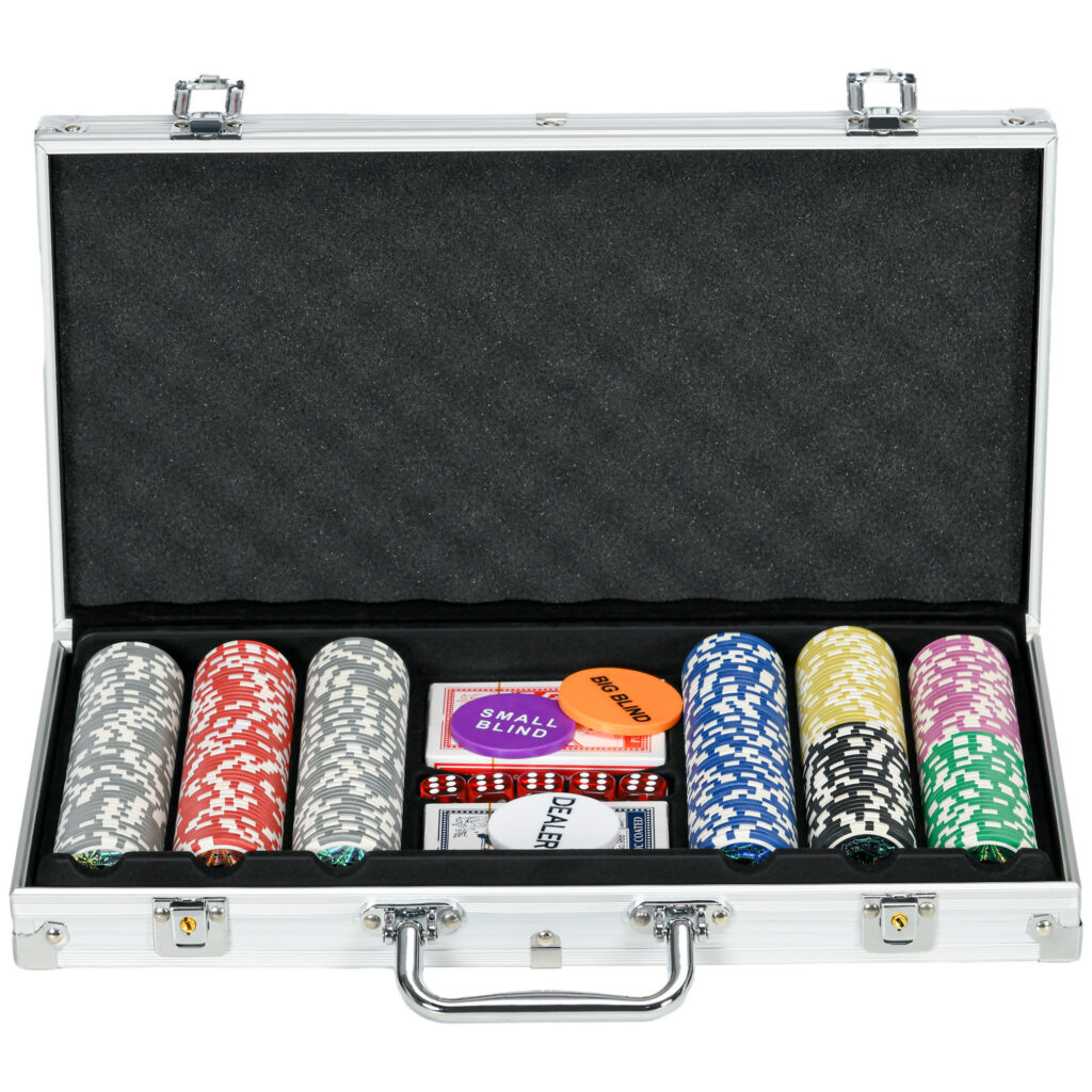 Mallette de Poker Complète – 300 Jetons, 2 Jeux de Cartes, Tapis & Accessoires