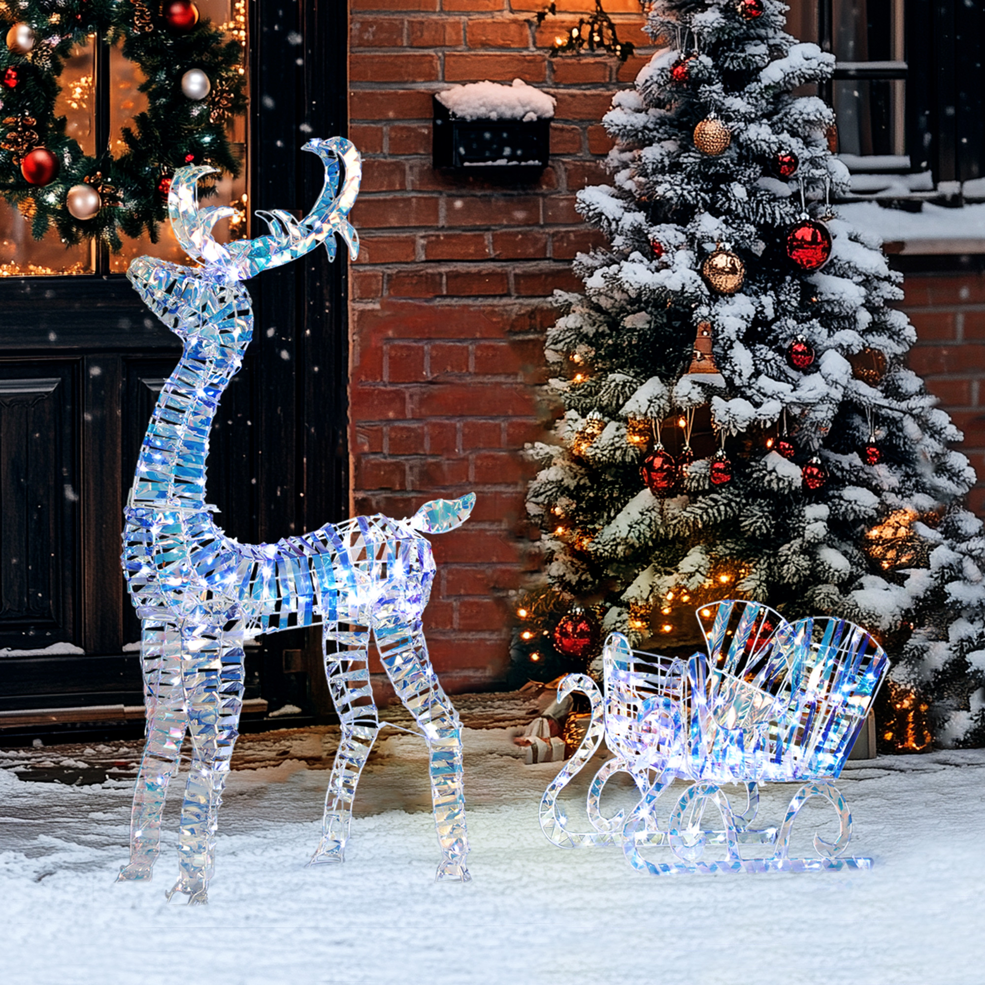 Renne et traîneau lumineux de Noël 115 cm – 170 LED blanc chaud – Outsunny – vue 7