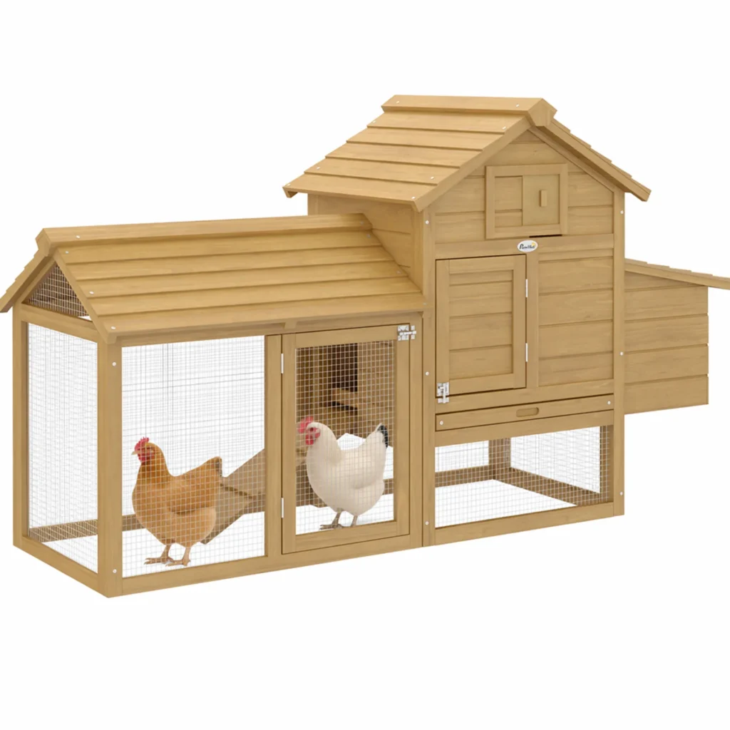 Poulailler Cottage en Bois avec Enclos, Pondoir & Tiroir – 151 cm