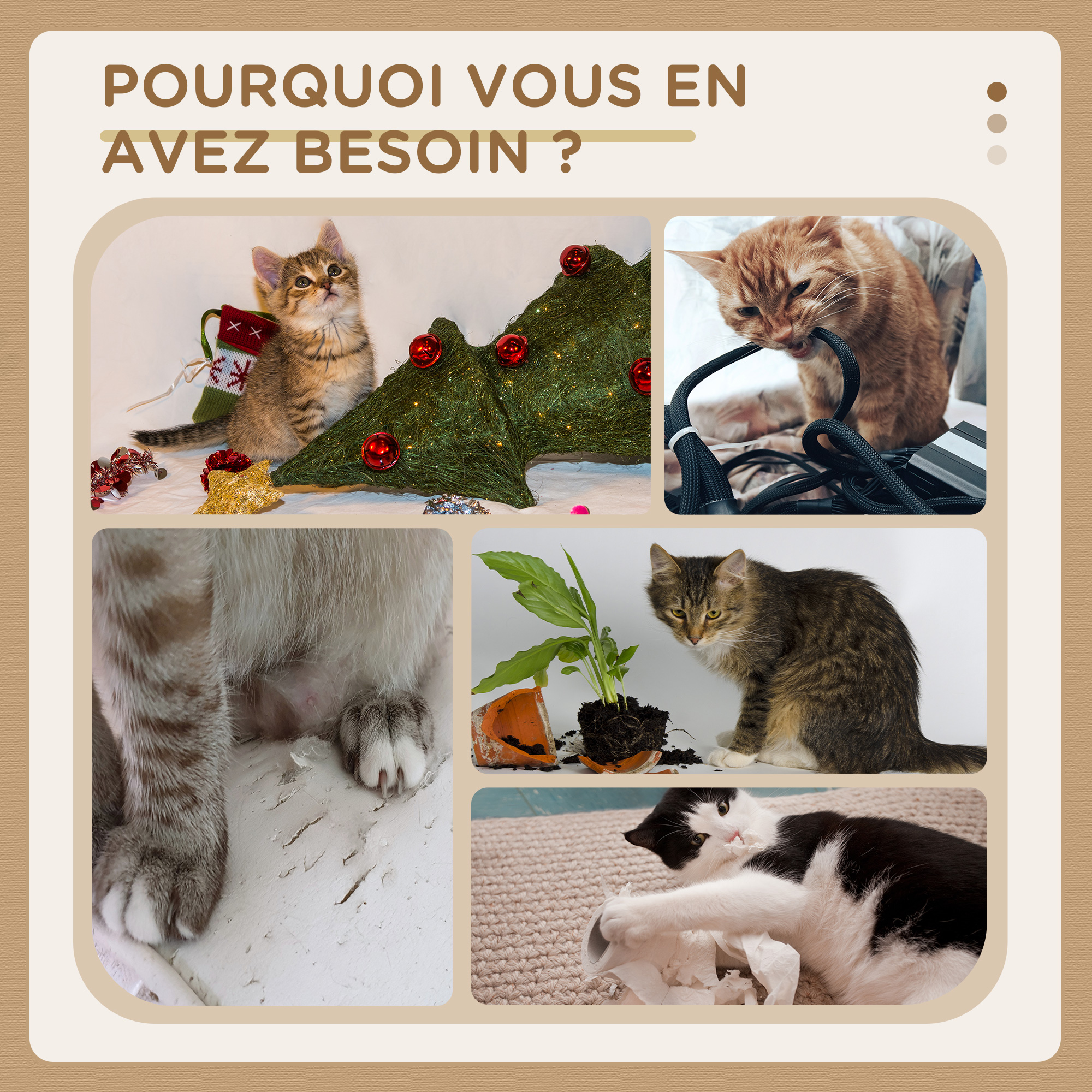 Arbre à chats griffoir sisal naturel 2 niches plateforme hamac peluche jacinthe d'eau - 60 x 60 x 150 cm beige – vue 7