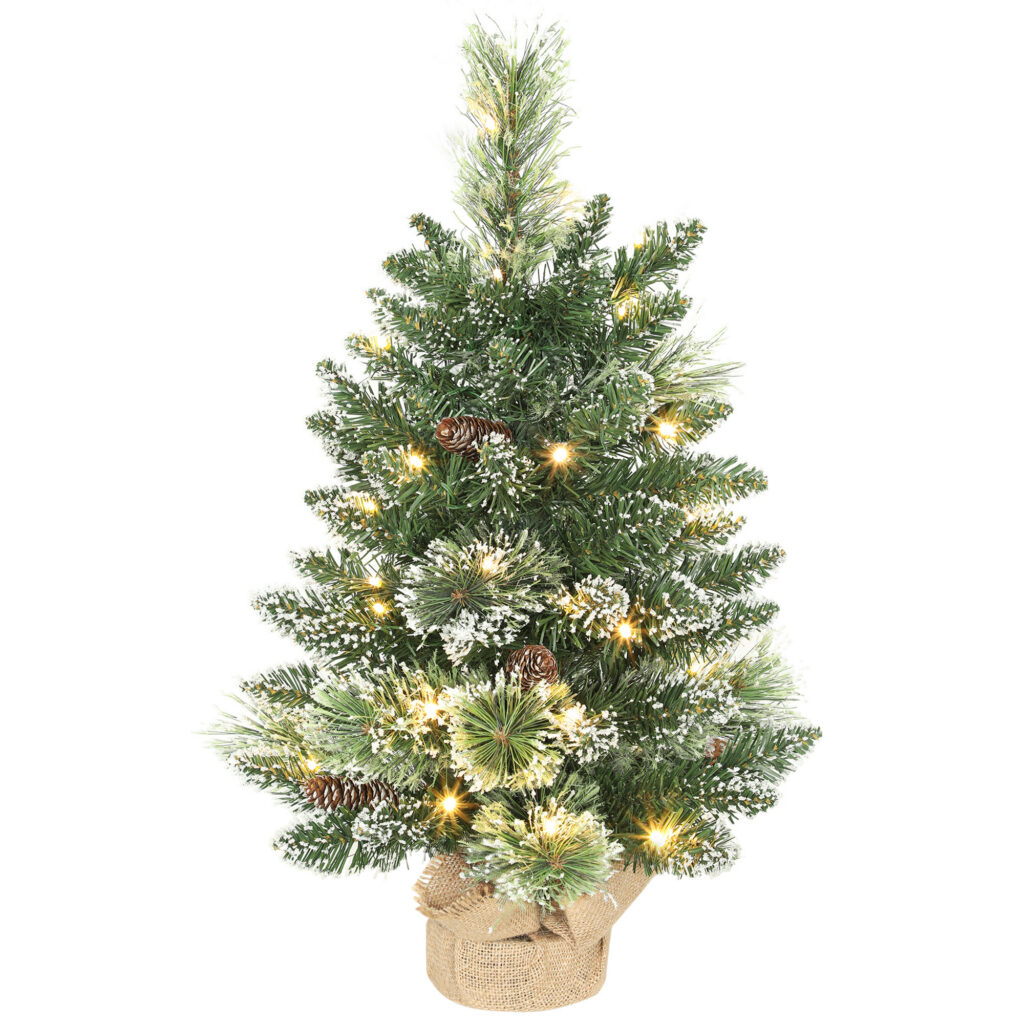 Sapin de Noël de table enneigé 60 cm – 35 LED – HOMCOM
