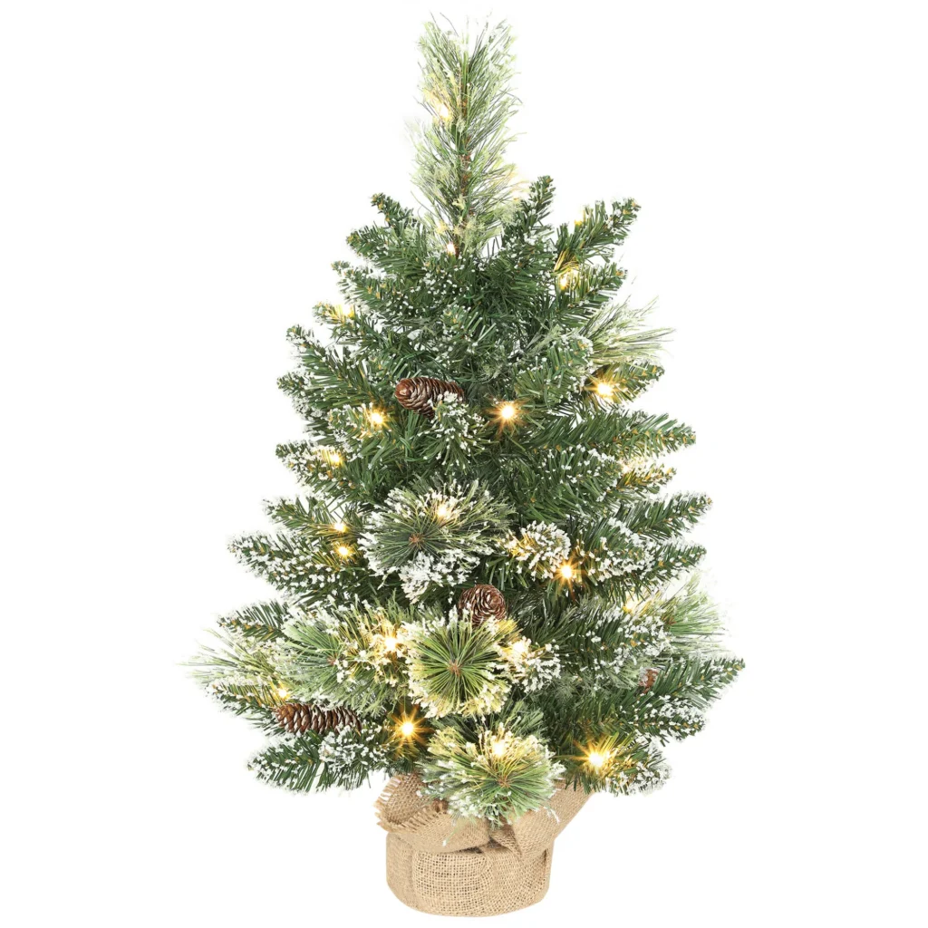 Sapin de Noël de table enneigé 60 cm – 35 LED – HOMCOM