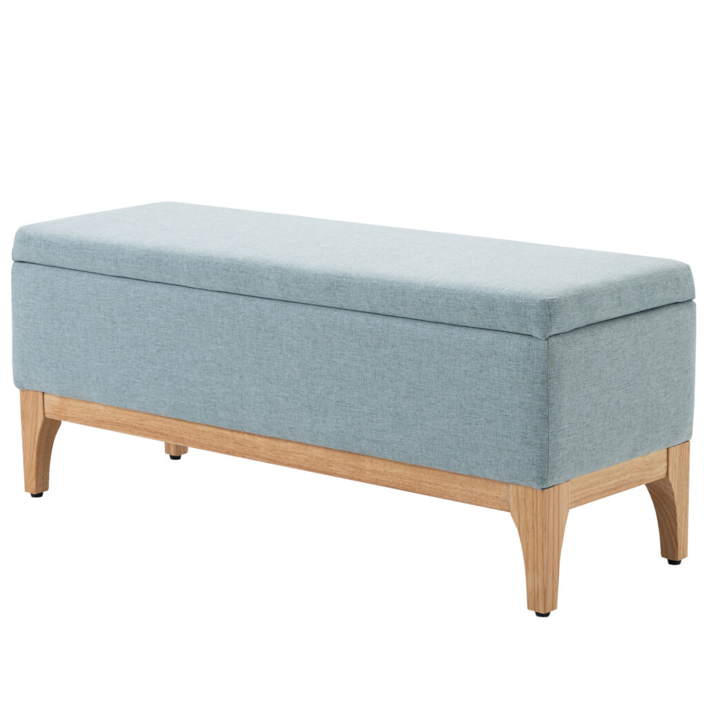 Banc Coffre de Rangement Scandinave en Tissu – 110 cm – Vert Clair