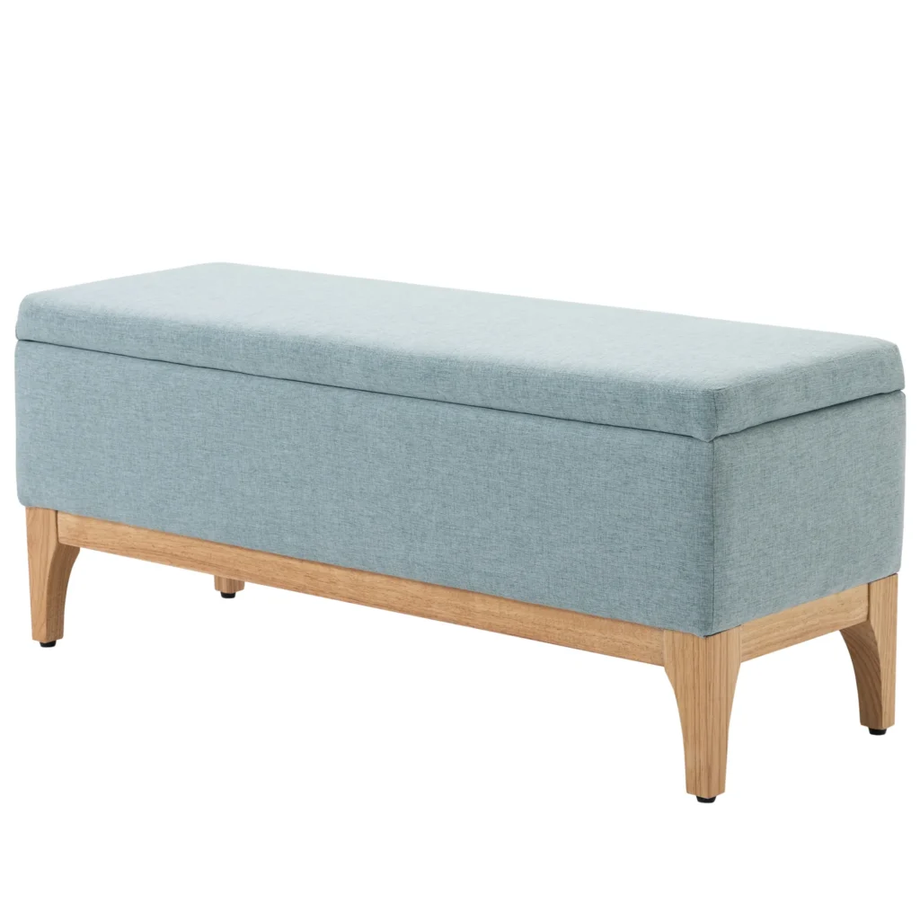 Banc Coffre de Rangement Scandinave en Tissu – 110 cm – Vert Clair