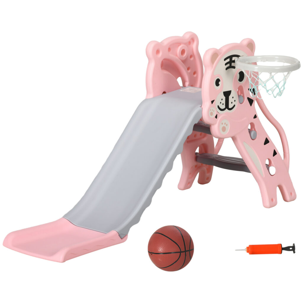 Toboggan Enfant Tigre Rose avec Panier de Basket – 18 à 36 Mois