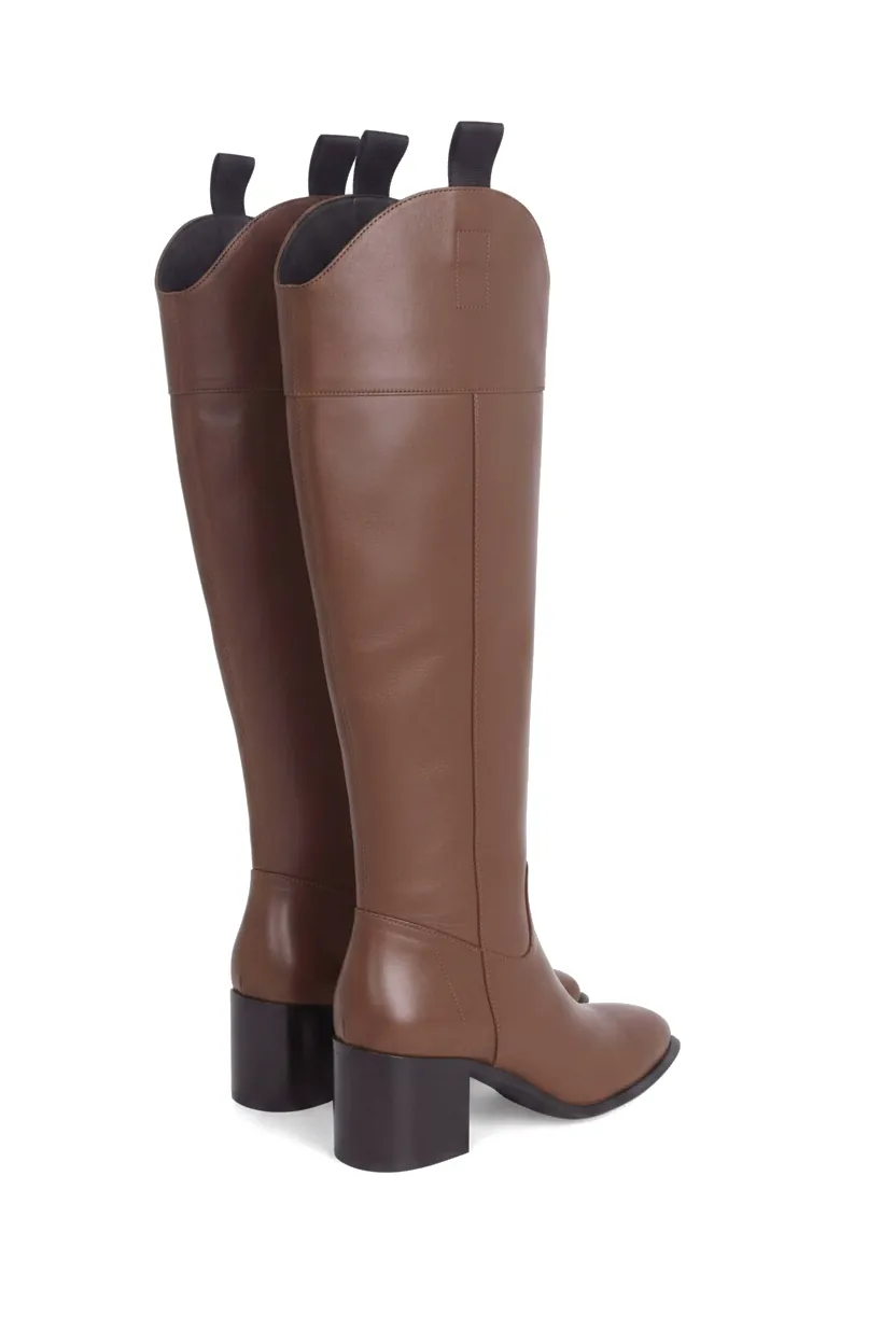 Bottes Cavalières Femme Canna en Cuir Marron – Talon Bloc 6,5 cm – Bild 3