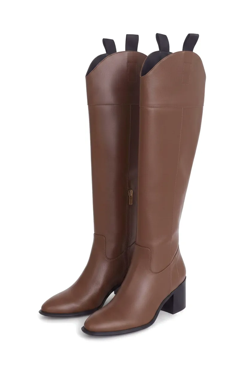 Bottes Cavalières Femme Canna en Cuir Marron – Talon Bloc 6,5 cm – Bild 2