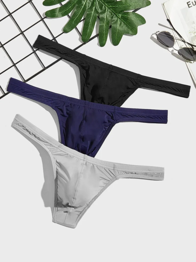 Lot de 3 strings homme unis – Sous-vêtements sexy et coupe ajustée