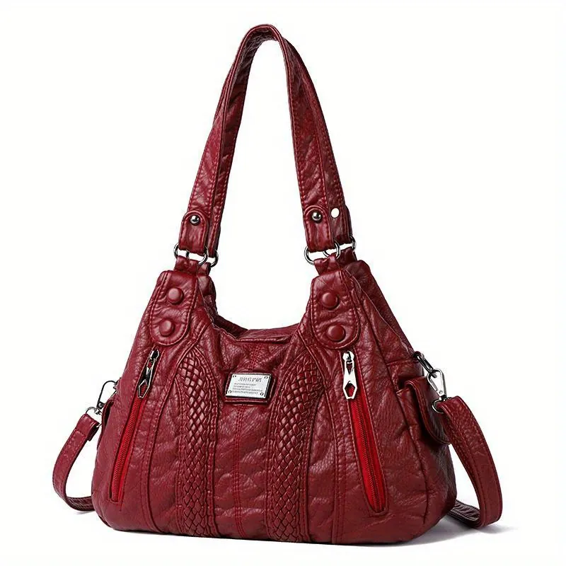 Sac à Main Femme Multipoches – Sac Bandoulière Tendance - Bourgogne