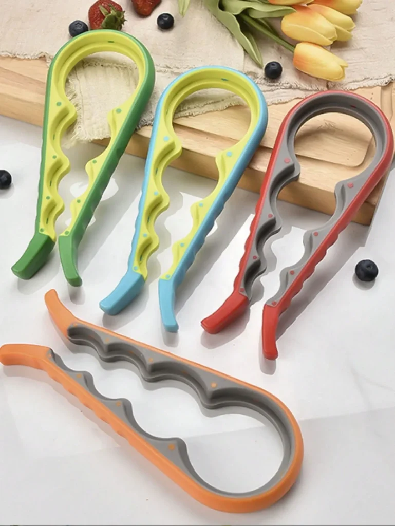 OBOVAY Ouvre-bocal ergonomique 4 en 1, facile à utiliser pour les mains faibles, les enfants et les personnes âgées - outil de cuisine pratique pour ouvrir les boîtes, les bouteilles et les couvercles