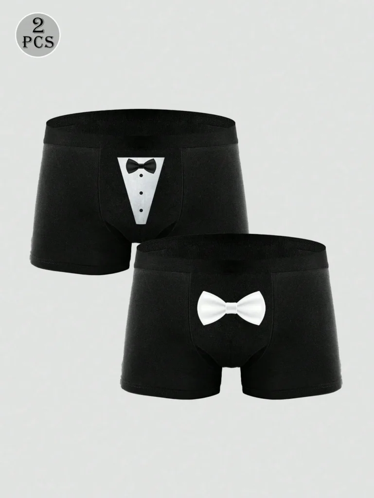 Lot de 2 slips homme noirs à motifs graphiques – Sous-vêtements extensibles
