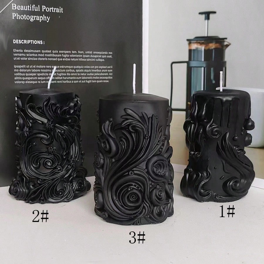 Bougie parfumée cylindrique gravée à la main – Décoration élégante pour chambre et salon