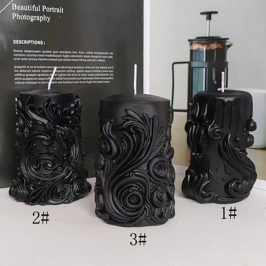 Bougie parfumée cylindrique gravée à la main – Décoration élégante pour chambre et salon