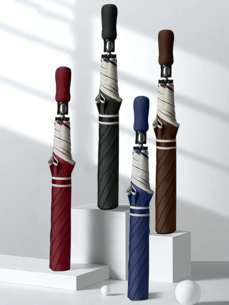 Parapluie automatique pliable grand format – Résistant au vent, poignée EVA - Multicolore