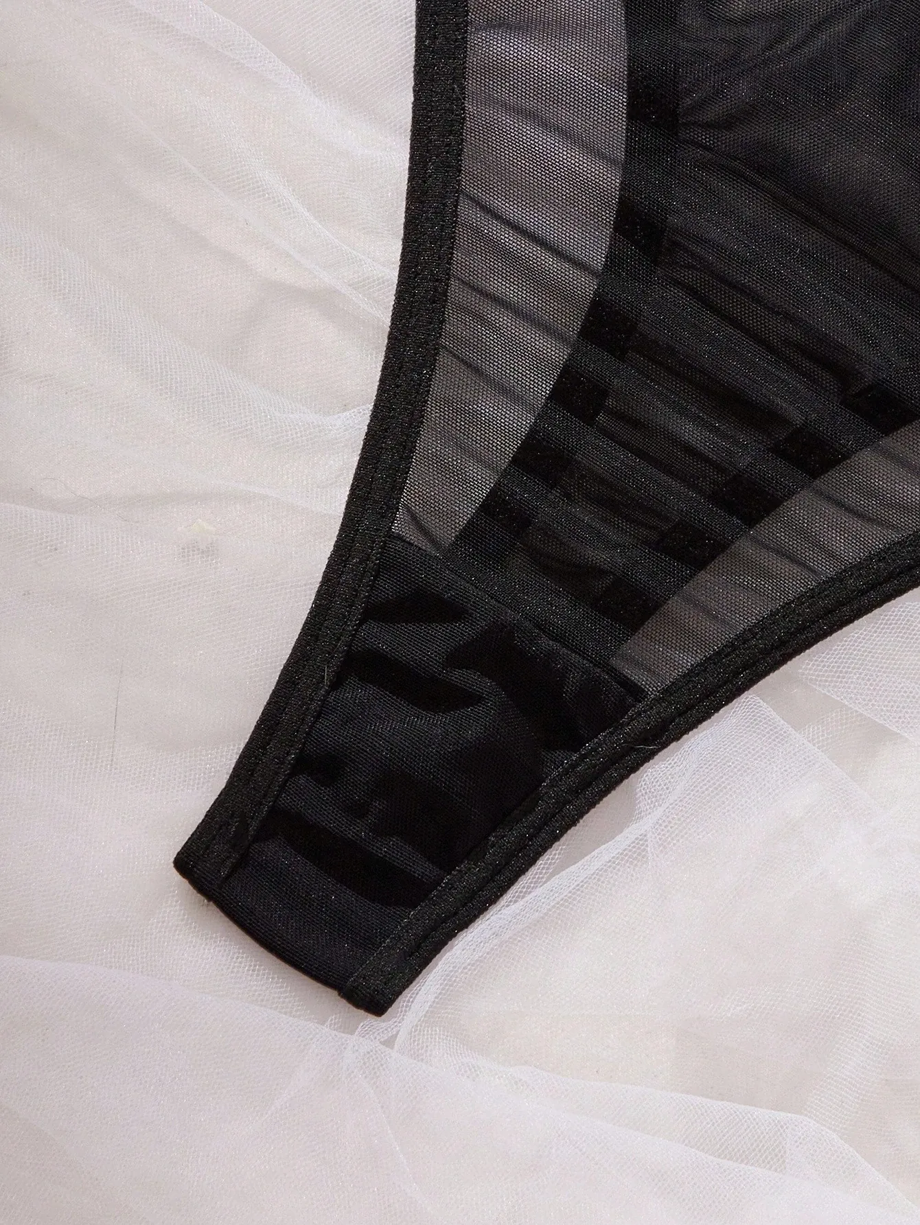 Seduluxe Body femme en maille transparente avec broderie florale – Lingerie élégante