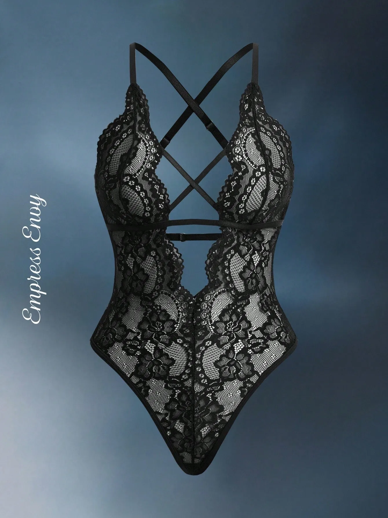 EmpressEnvy Body femme en dentelle florale avec détails croisés – Lingerie élégante