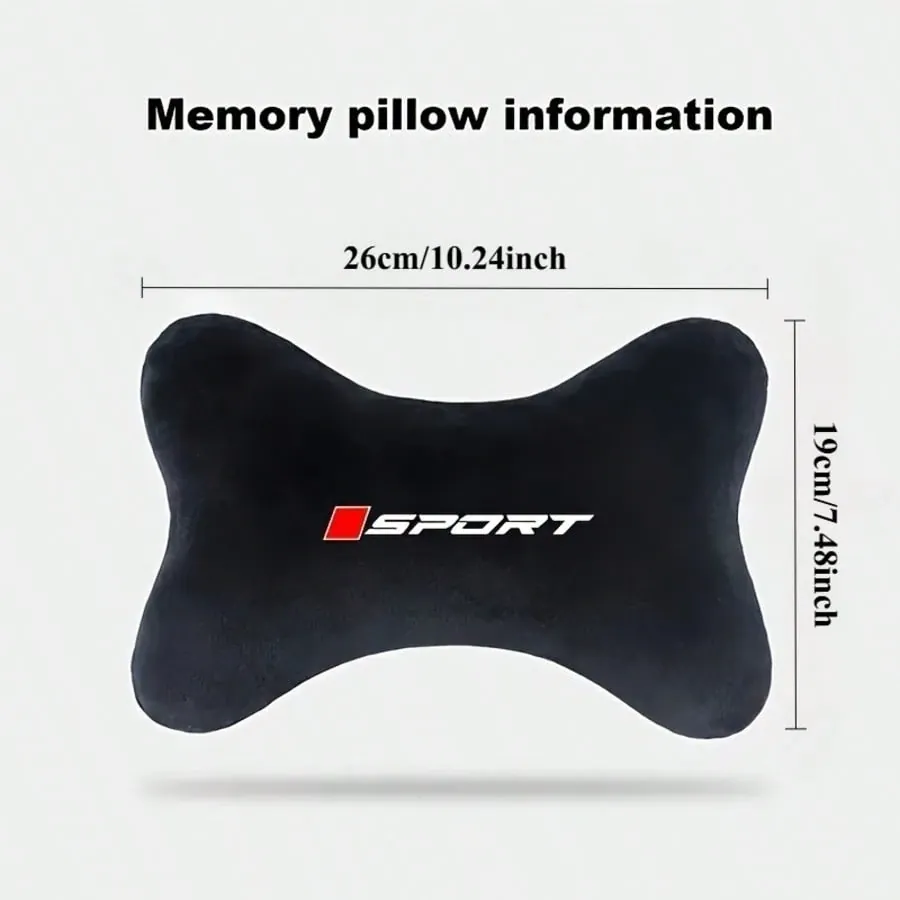 Coussin appui-tête voiture en velours doux – Soutien cervical confortable, design sport noir