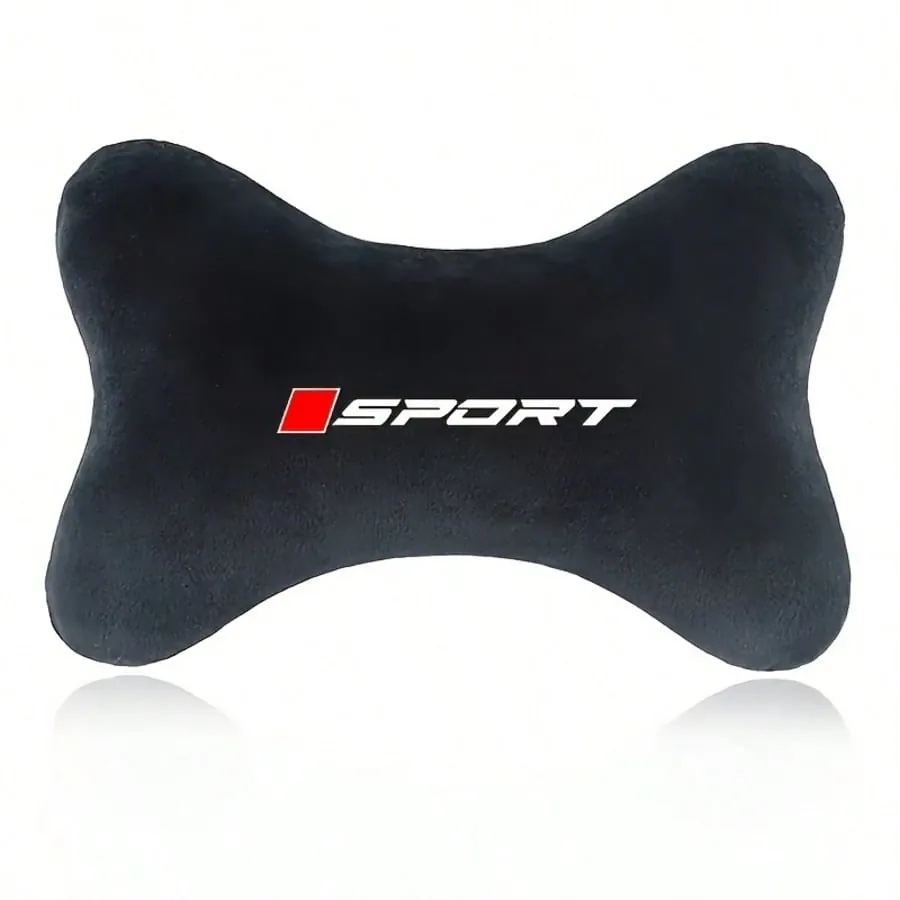 Coussin appui-tête voiture en velours doux – Soutien cervical confortable, design sport noir