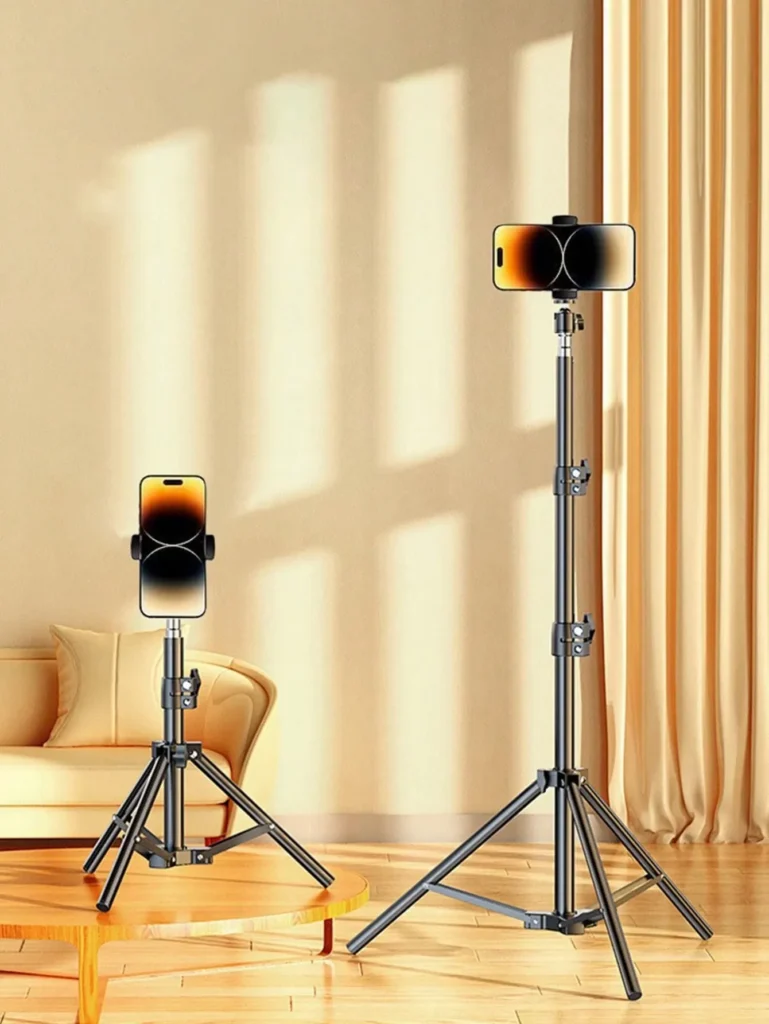 Trépied universel réglable et pliable pour smartphone et appareil photo – Support métallique avec clip - trépied / Taille Unique