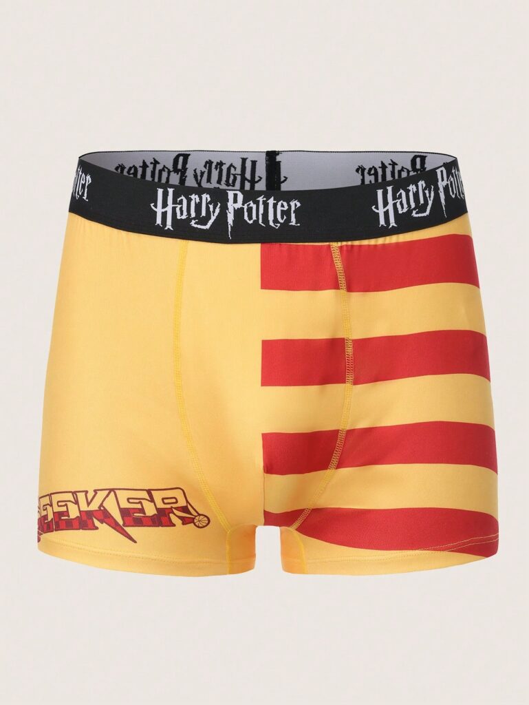 Boxer homme Harry Potter noir – Motifs rouge et jaune, ceinture élastique