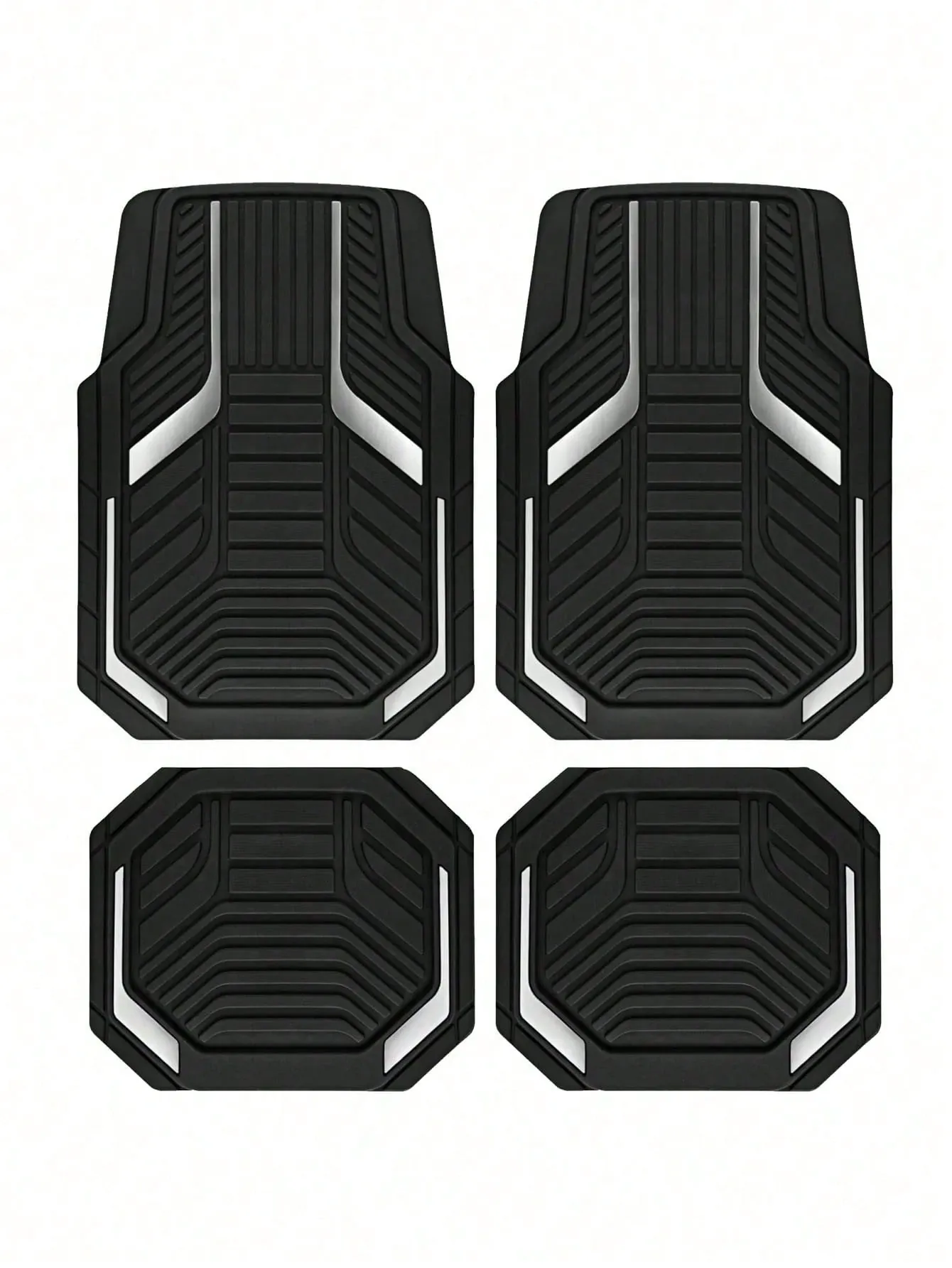Universelle rutschfeste Autolaufmatten – Set von 4, geometrischer Design in Rot und Schwarz