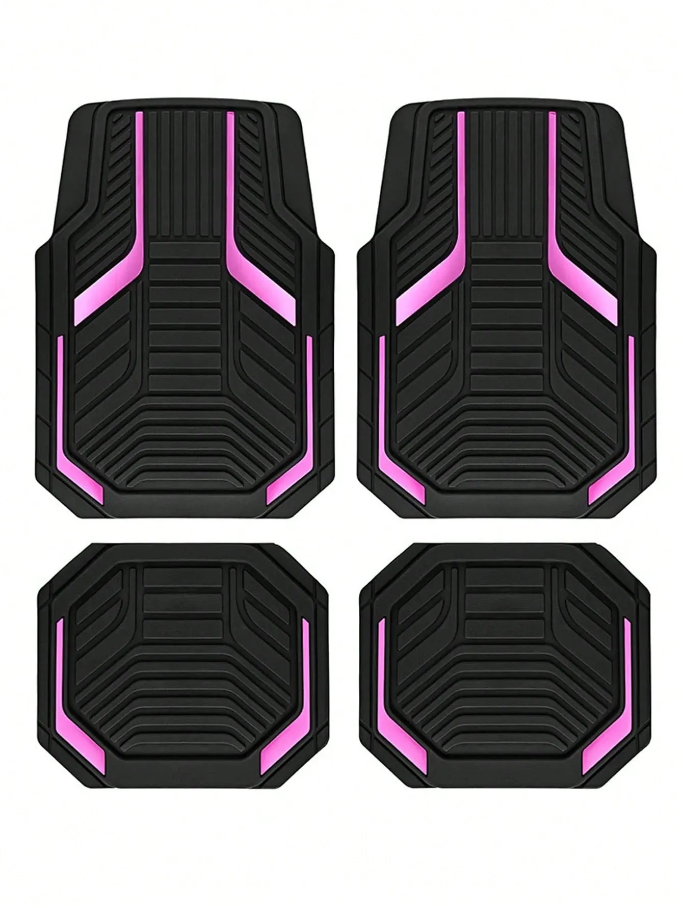 Universelle rutschfeste Autolaufmatten – Set von 4, geometrischer Design in Rot und Schwarz