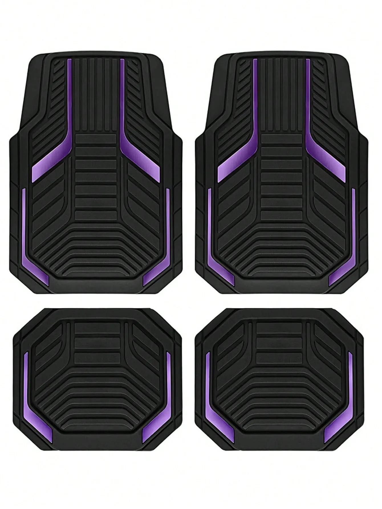 Universelle rutschfeste Autolaufmatten – Set von 4, geometrischer Design in Rot und Schwarz