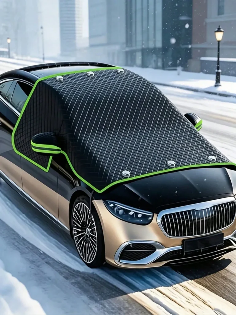 Protection pare-brise voiture anti-givre et neige – Lot de 2, couverture magnétique épaisse avec bandes réfléchissantes - Plusieurs styles / Taille Unique