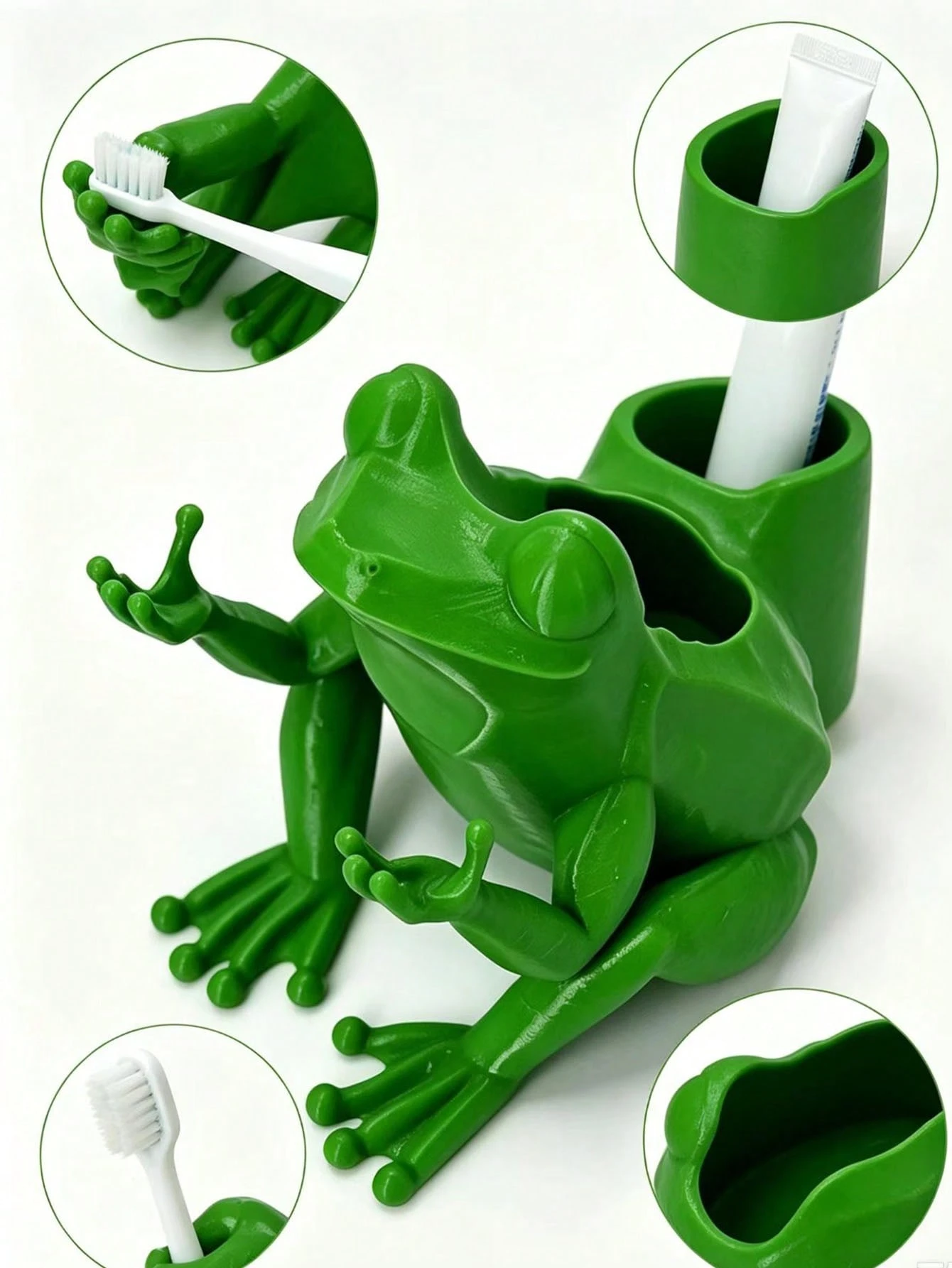 Porte-brosse à dents grenouille – Organisateur de salle de bain décoratif et amusant