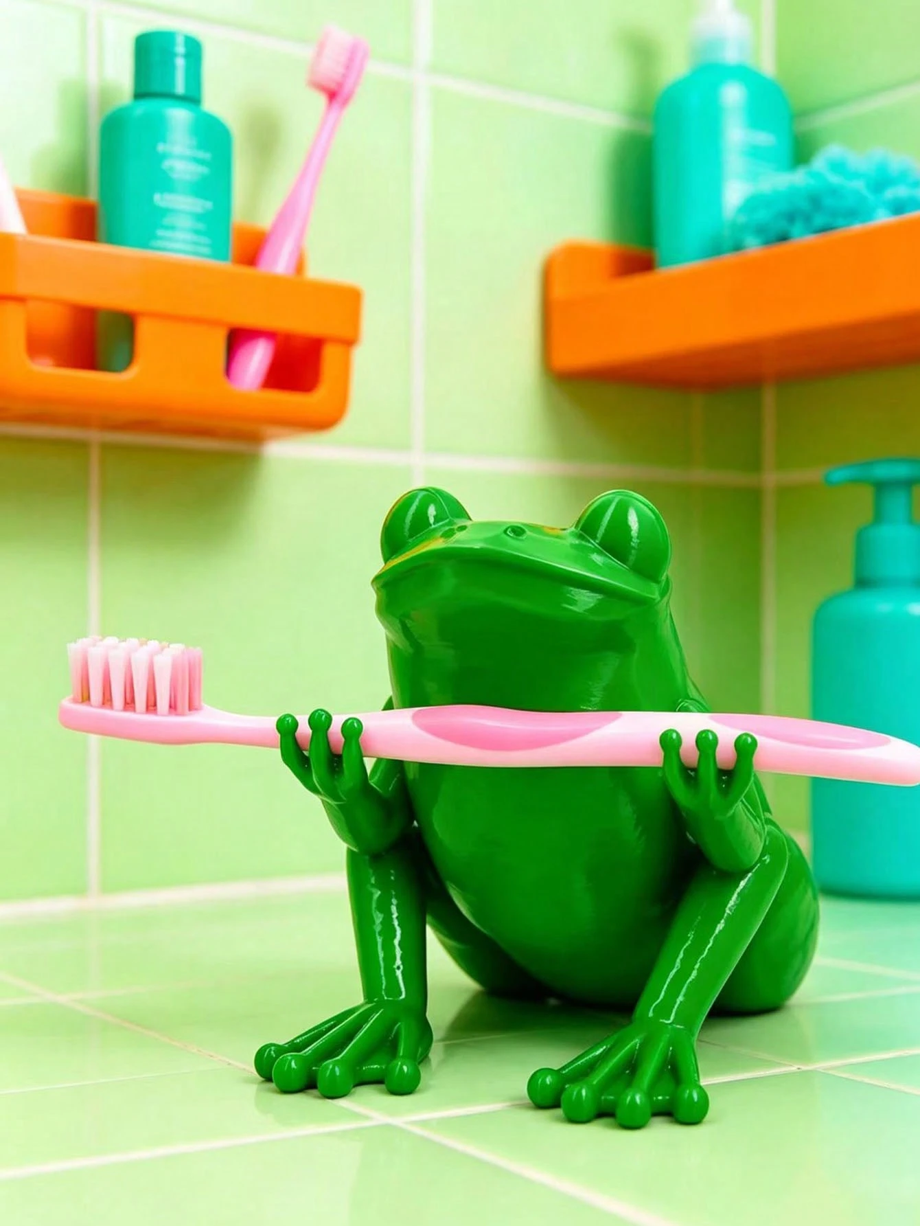Porte-brosse à dents grenouille – Organisateur de salle de bain décoratif et amusant