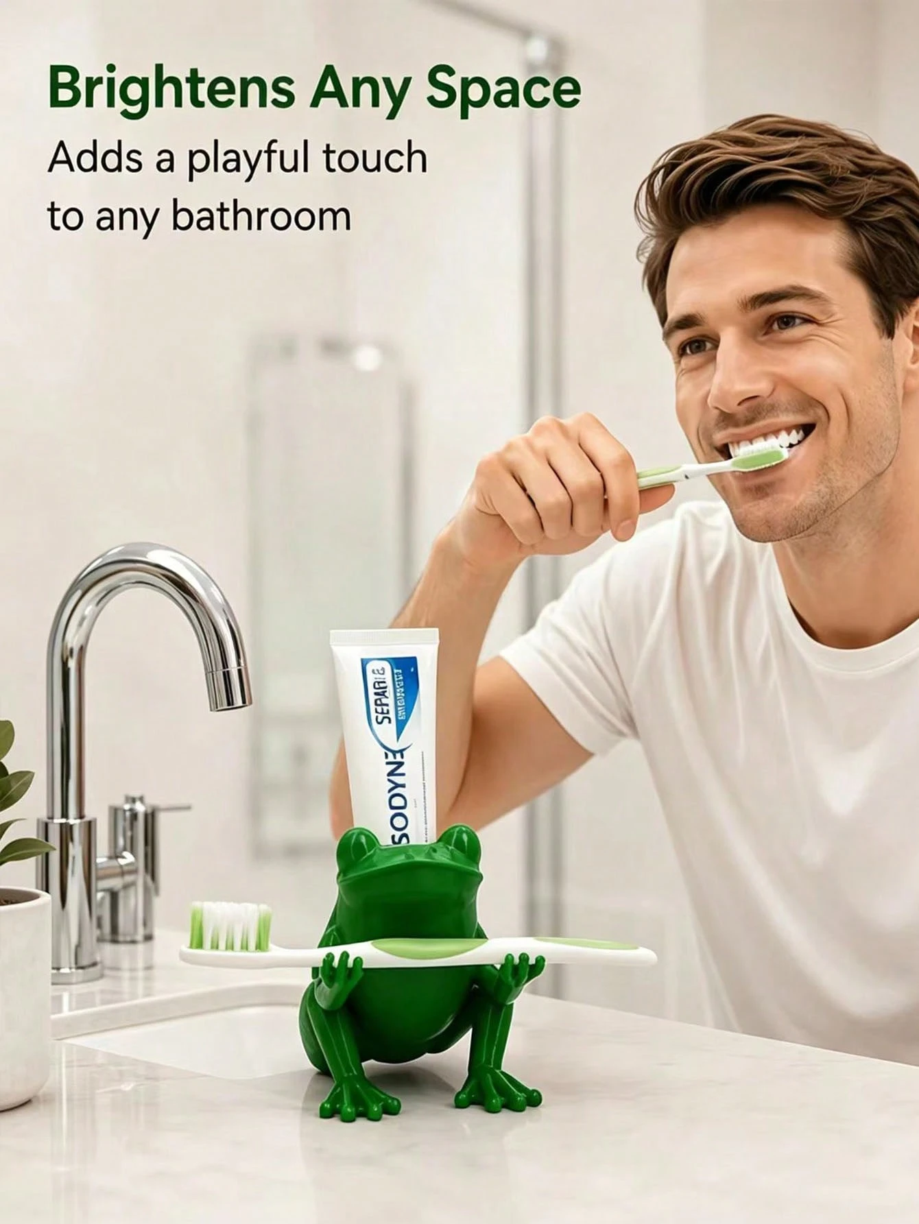 Porte-brosse à dents grenouille – Organisateur de salle de bain décoratif et amusant