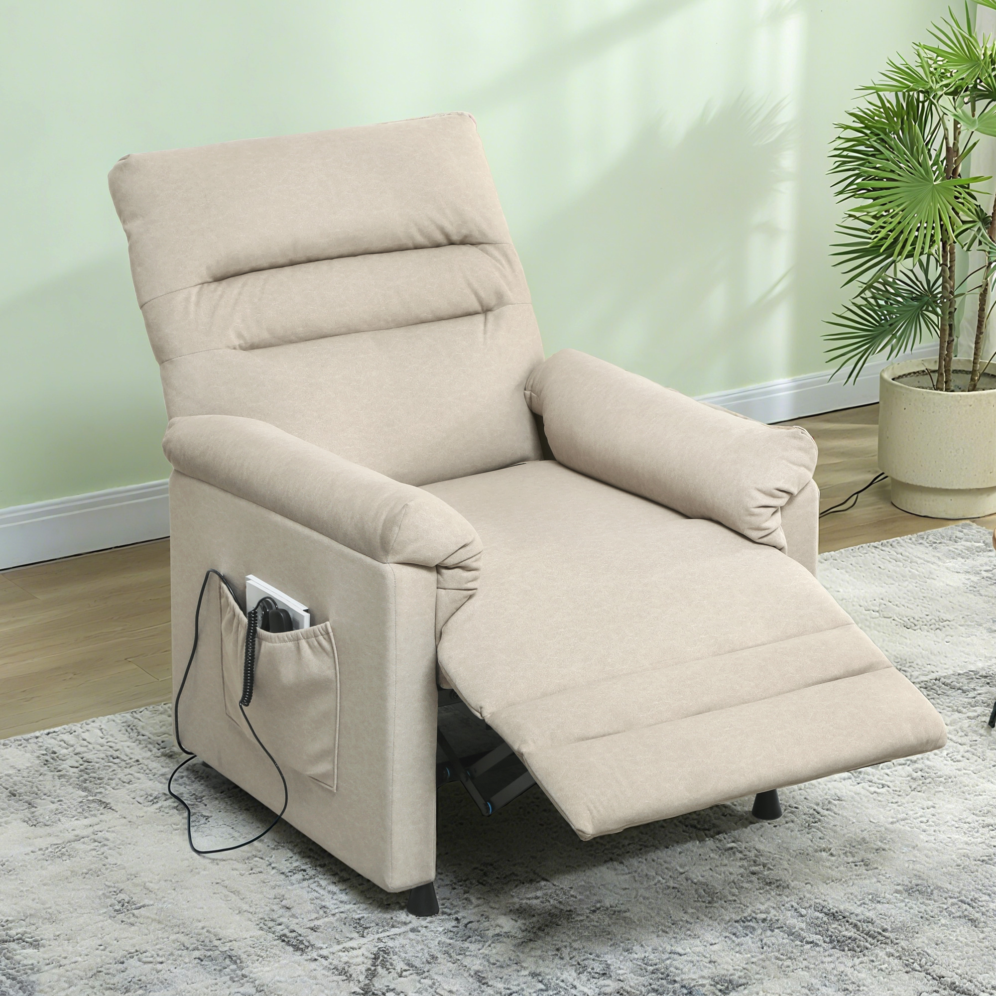 Fauteuil relax électrique massant beige – Inclinaison 150°, massage 8 points, chauffage lombaire et mémoire 2 positions – Bild 2