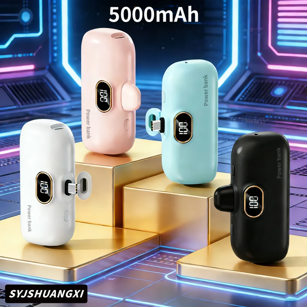 Batterie Externe Portable 5000 mAh USB-C 10 W – Mini Power Bank Blanche
