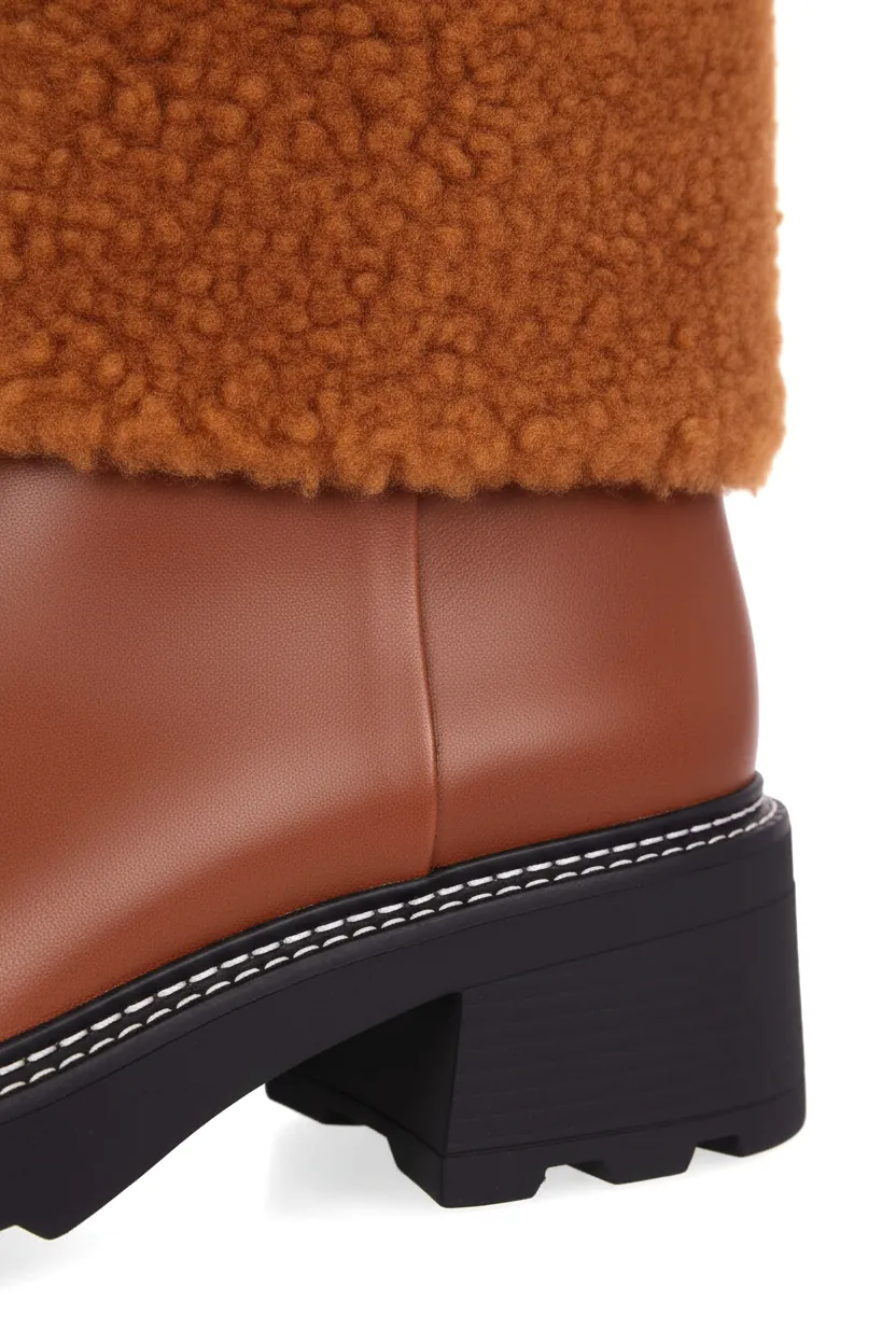 Bottines Femme Andira en Cuir Cognac avec Col Fourré – Talon 5 cm - Image 5